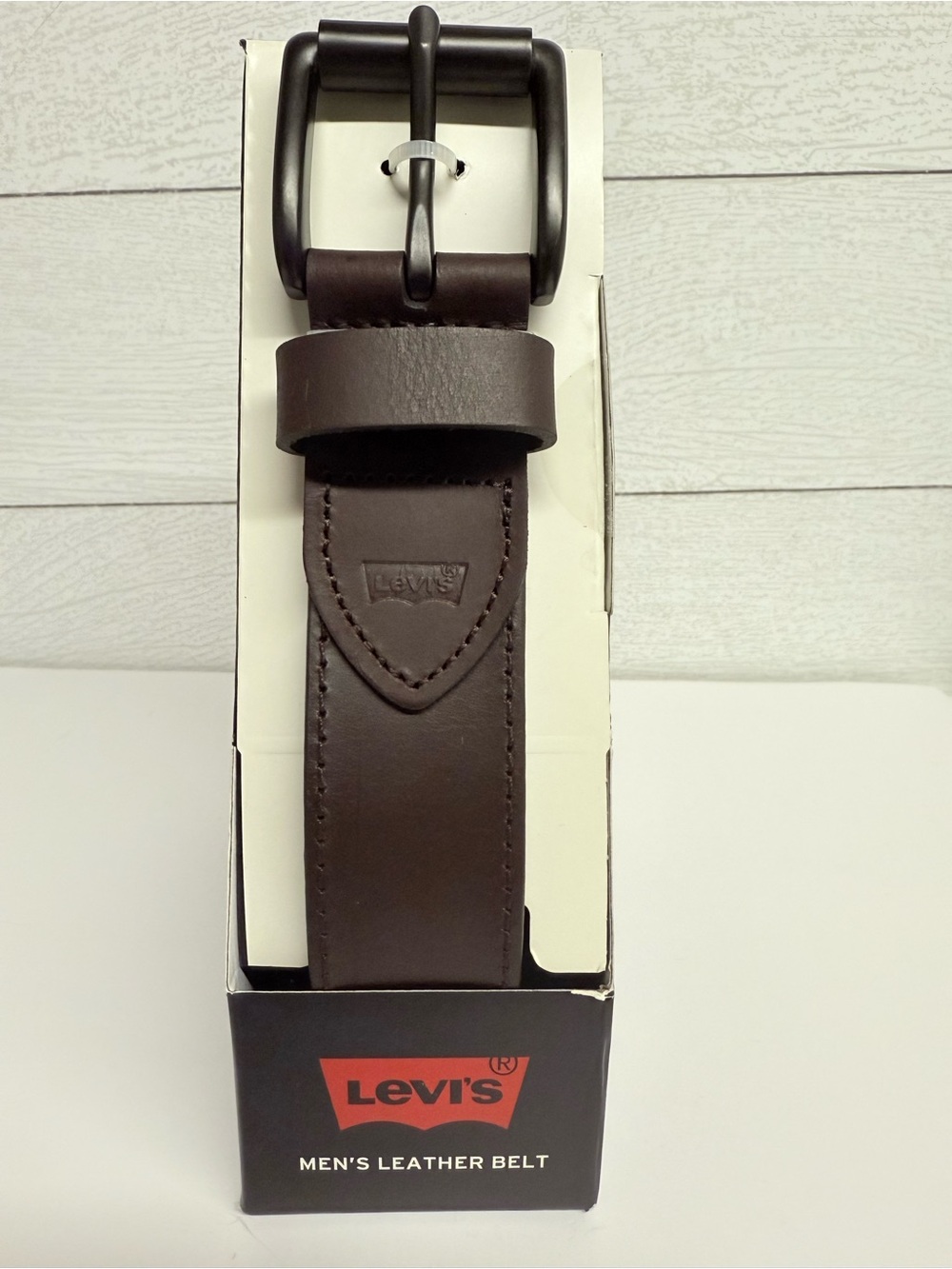 Levi's Men's Dark Brown Leather Belt with Metal Buckle Large 38-40 NWT